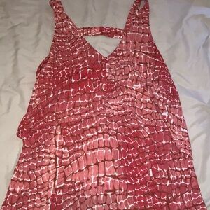 White House Black Market Red Patterned Tank Top